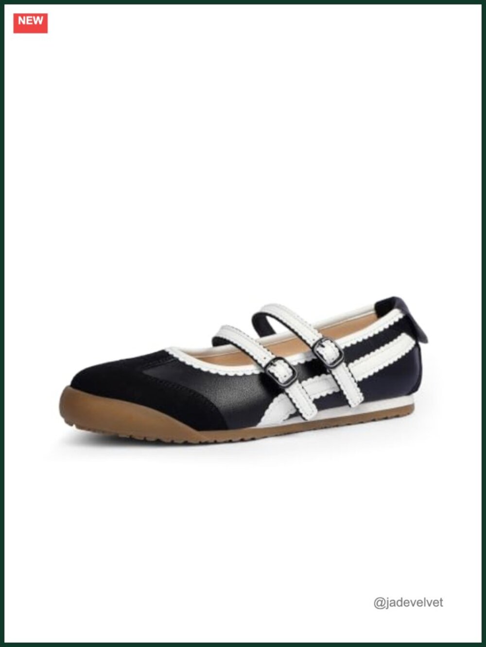 Women's Mary Jane Two Strap Ballet Flats Rounded Toe Faux Leather Sneakers